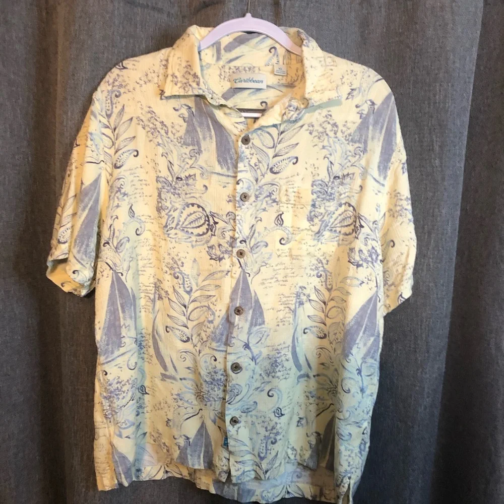 Caribbean rare spring beachy breezey button down 100% rayon shirt - Picture 3 of 8
